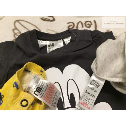 Mothercare, George, H§M  újszülött 50 - 56 cm 4,1 kg Mickey és jármű mintás pamut fiú napozó szett 3 db  újszerű,hibátlan
