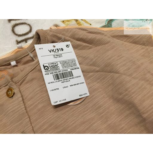 Next 12-18 hó 86 cm bézs-barna színes állat mintás pamut fiú napozó szett 3 db  - új,címkés