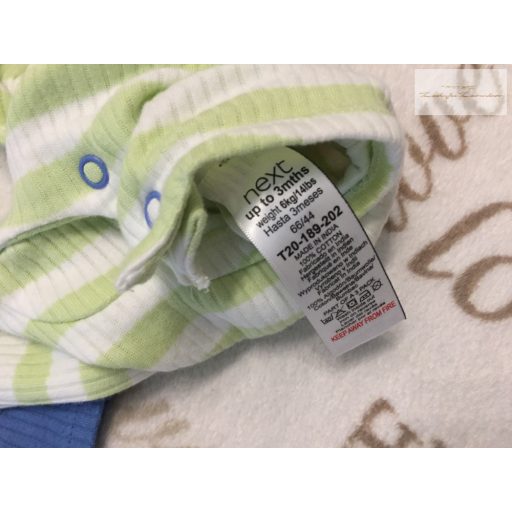 Next up to 3 month 6 kg  kék - zöld, zöldség mintás pamut fiú napozó szett 2 db  - új, szettet bontottam