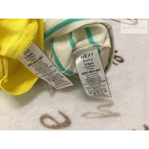 Next 2-3 év 98 cm  sárga-zöld, majom -maci mintás  pamut fiú napozó/ romper szett  2 db-új, címkés