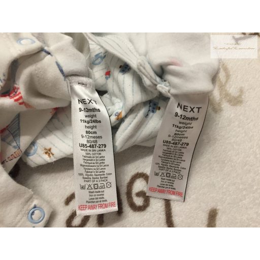Next 9-12 hó 11 kg színes hajó - világítótorony mintás pamut fiú napozó szett 2 db- újszerű,hibátlan
