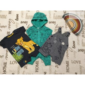   Disney, Next  0-3 hó 56-62 cm Simba- Micimackó-krokodil mintás pamut fiú  napozó/ kantáros tövidnadrág szett 3 db- újszerű,hibátlan