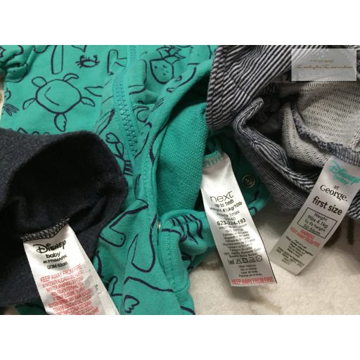 Disney, Next  0-3 hó 56-62 cm Simba- Micimackó-krokodil mintás pamut fiú  napozó/ kantáros tövidnadrág szett 3 db- újszerű,hibátlan