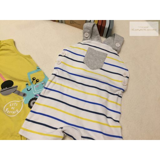 M§S, Mothercare 0 - 3 hó  6 kg 62 cm  munkagép -állat mintás pamut  fiú napozó szett 3 db újszerű, hibátlan