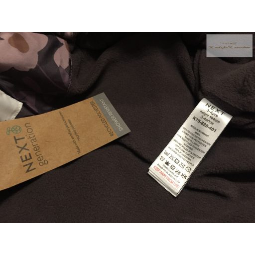 Next 3-4 év 104 cm barna, rózsaszín virágmintás vastag polár béléses- orkán téli lány overál/overall  - új, címkés