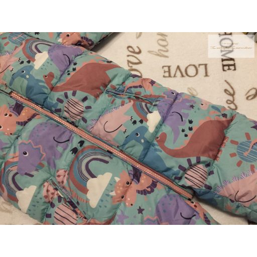 Next 9 - 12 hó 80 cm  színes dinó mintás vastag polár béléses lány téli overál/ overall- újszerű,hibátlan
