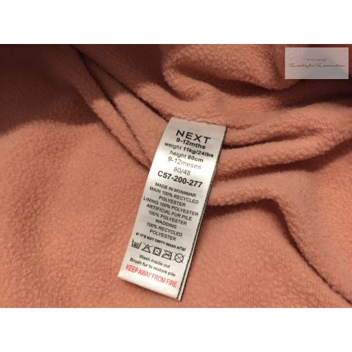 Next 9 - 12 hó 80 cm  színes dinó mintás vastag polár béléses lány téli overál/ overall- újszerű,hibátlan