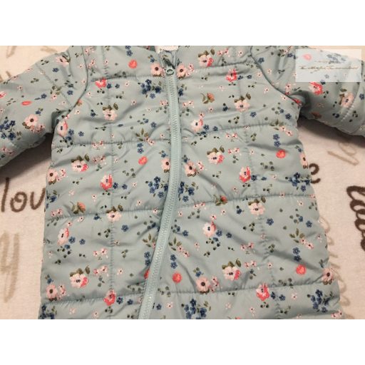 Primark 0-3 hó 4,5 kg halvány zöldes, színes virágmintás téli lány overál/ overall - újszerű,hibátlan