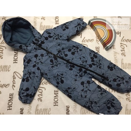 Disney 18- 24 hó 92 cm kék, Mickey mintás polár béléses fiú overál/ overall- újszerű,hibátlan