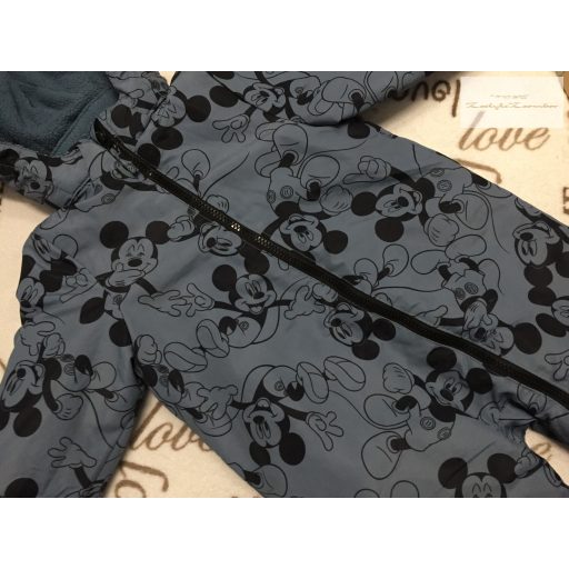 Disney 18- 24 hó 92 cm kék, Mickey mintás polár béléses fiú overál/ overall- újszerű,hibátlan