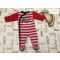 Mothercare. 6-9 hó 9 kg piros csíkos, Daddy... feliratos vatelin béléses vastag rugdalózó/ overál/ hálózsák-újszerű,hibátlan