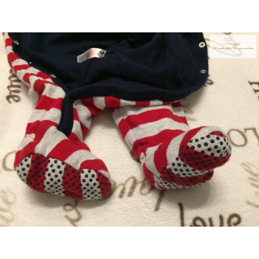 Mothercare. 6-9 hó 9 kg piros csíkos, Daddy... feliratos vatelin béléses vastag rugdalózó/ overál/ hálózsák-újszerű,hibátlan