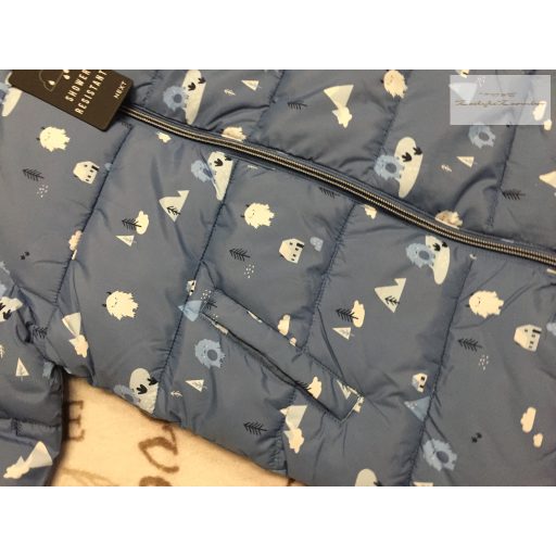 Next 3-4 év 104 cm világoskék, állat mintás vastag polár béléses- orkán téli fiú overál/overall  - új, címkés