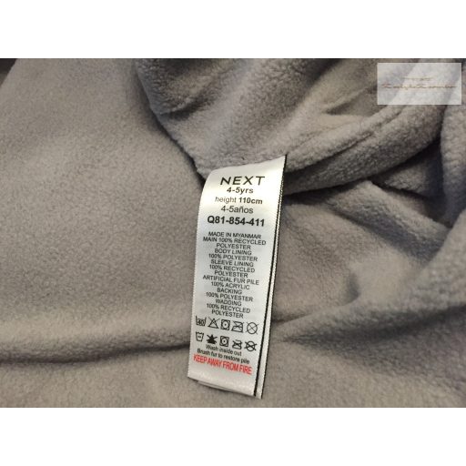 Next 4-5 év 110 cm szürke, színes dinó mintás vastag polár béléses lány téli overál/ overall -új, címkés