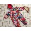 Kid'sBett 9-12 hó 74-80 cm színes virágmintás, polár béléses dupla cipzáros lány téli overál/ overall - újszerű,hibátlan