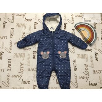 Bluezoo 3-6 hó 62-68 cm kék, rózsaszín  pöttyös, kisegér mintás lány téli overál/ overall - új, csak lecímkézve   Bluezoo 3-6 hó 62-68 cm kék, rózsaszín  pöttyös, kisegér mintás lány téli overál/ overall - új, csak lecímkézve