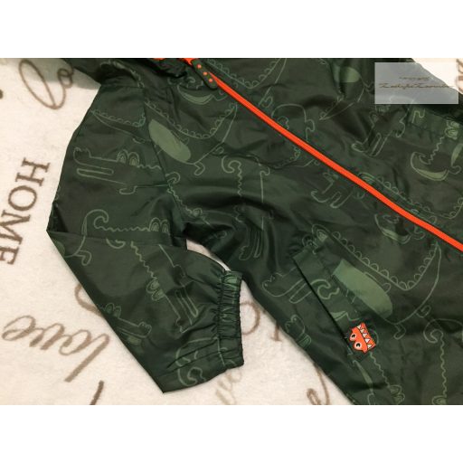 F§F 12  - 18 hó 80-86  cm zöld, krokodil mintás fiú esőoverál/ overall újszerű, hibátlan