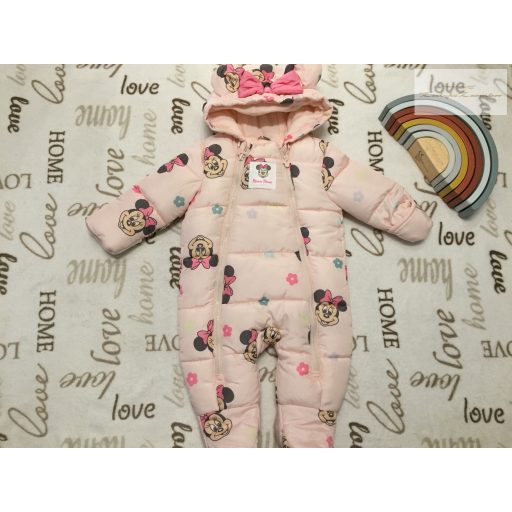 Disney at Primark 3-6 hó 62-68 cm rózsaszín, Minnie mintás polár béléses lány téli overál/ overall-új, átnőtt, csak lecímkézve