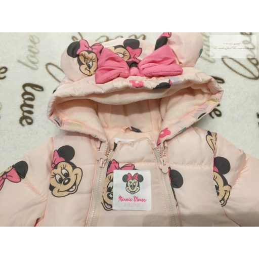 Disney at Primark 3-6 hó 62-68 cm rózsaszín, Minnie mintás polár béléses lány téli overál/ overall-új, átnőtt, csak lecímkézve