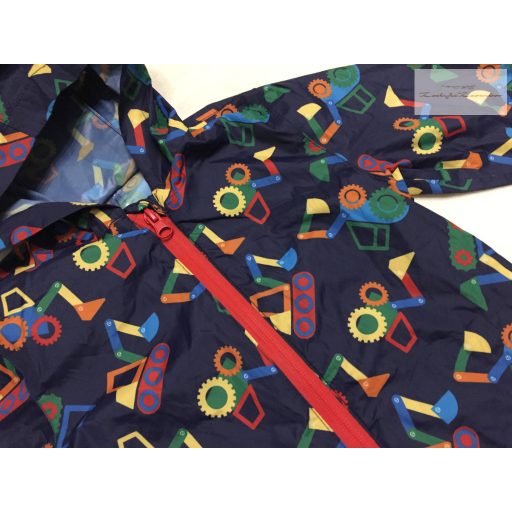 Mothercare 9-12 hó 80 cm kék, színes markoló mintás fiú esőoverál/ overall -újszerű,hibátlan