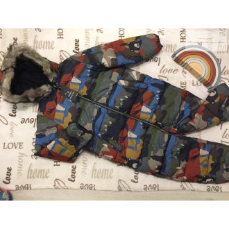   Next 6-7  év 122 cm többszínű, erdei állat mintás polár béléses vastag téli fiú overál/ overall- új, címkés