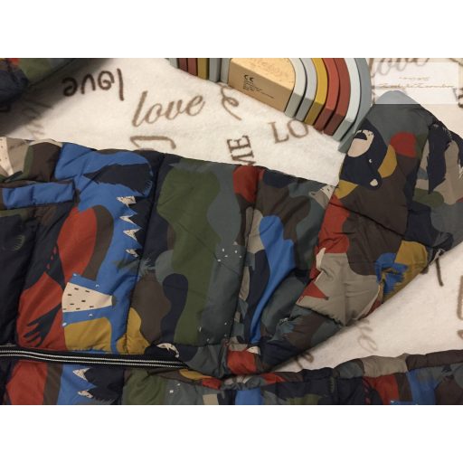 Next 6-7  év 122 cm többszínű, erdei állat mintás polár béléses vastag téli fiú overál/ overall- új, címkés