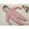 F§F 6-9 hó 74 cm 9 kg virágmintás végig polár béléses lány téli overál/ overall -újszerű, hibátlan