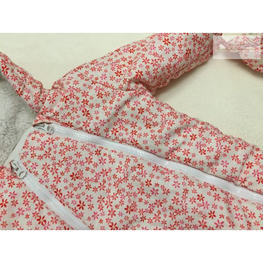 F§F 6-9 hó 74 cm 9 kg virágmintás végig polár béléses lány téli overál/ overall -újszerű, hibátlan