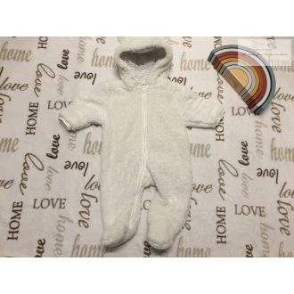   Next up to 3 month 6 kg  fehér puha szőrmés átmeneti overál/ overall-unisex - újszerű,hibátlan