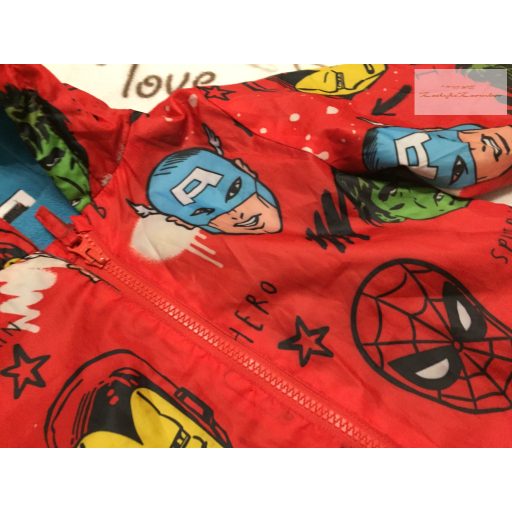 Marvel at George 18  - 24 hó  86 - 92 cm piros, Superhősök mintás dupla orkán fiú esőoverál/ overall - újszerű,hibátlan
