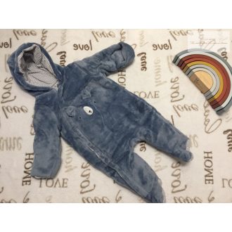   Mothercare 1-3 hó 6,5 kg kék maci fej mintás puha plüss pamut béléses fiú overál/ overall újszerű,hibátlan