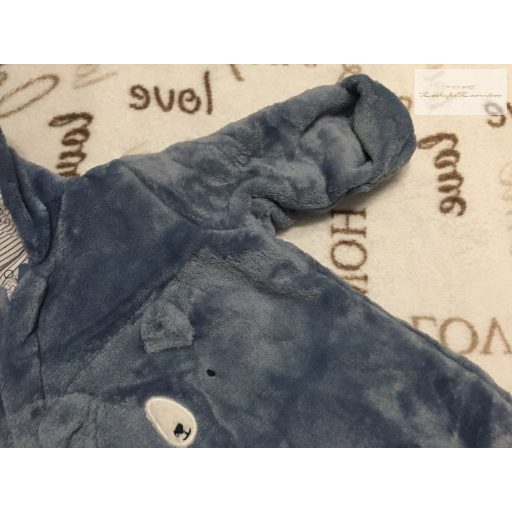 Mothercare 1-3 hó 6,5 kg kék maci fej mintás puha plüss pamut béléses fiú overál/ overall újszerű,hibátlan