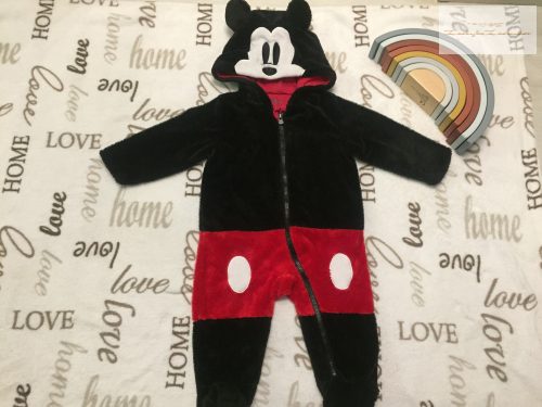 Disney at Primark 3-6 hó 62-68 cm Mickey mintás pamut  béléses nagyon puha plüss fiú átmenet overál/ overall -újszerű,hibátlan