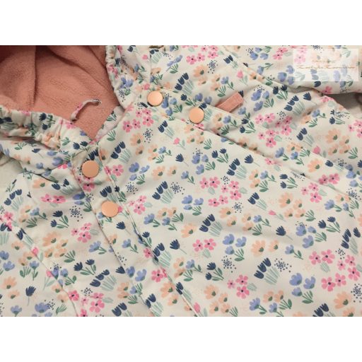 M§S 9-12 hó 74-80 cm színes virágmintás polár béléses lány téli overál/ overall-újszerű,hibátlan