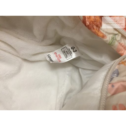 George 0 - 3 hó 56 -62 cm bézs, nyuszi -róka-medve-virágmintás polár béléses lány téli overál/ overall-új, átnőtt