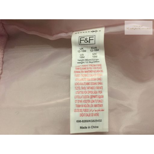 F§F 12  - 18 hó 80-86  cm szürke, rózsaszín unikornis mintás polár béléses lány téli overál/ overall - újszerű, hibátlan