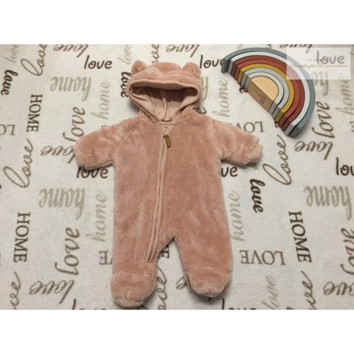 Fred§Flo újszülöttre való 50-56 cm rózsaszín pamut béléses puha plüss lány átmeneti overál/ overall-újszerű,hibátlan