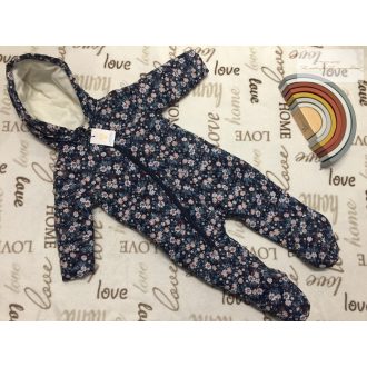   Primark 9-12 hó 74-80  cm kék, színes virágmintás átmeneti lány overál/ overall- új, címkés