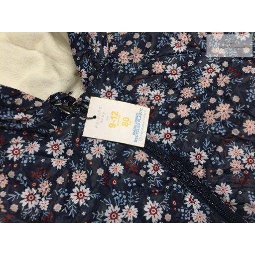 Primark 9-12 hó 74-80  cm kék, színes virágmintás átmeneti lány overál/ overall- új, címkés