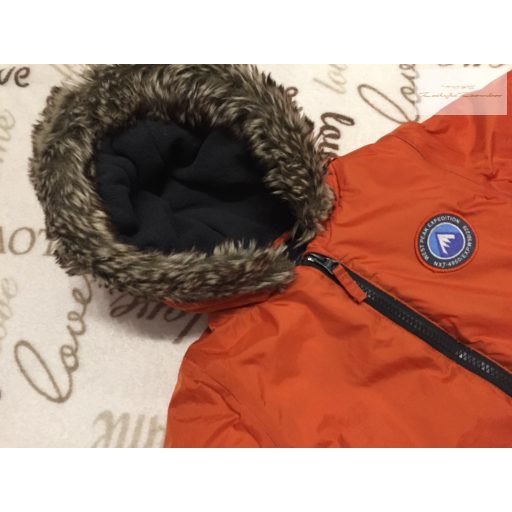Next 12 - 18 hó 86 cm vastag polár béléses narancssárga fiú téli overál/ overall -újszerű,hibátlan