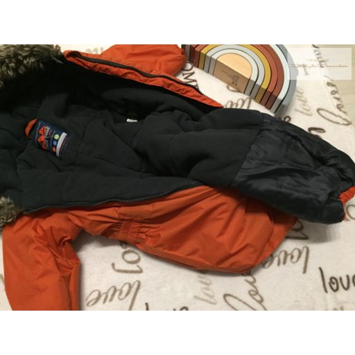 Next 12 - 18 hó 86 cm vastag polár béléses narancssárga fiú téli overál/ overall -újszerű,hibátlan