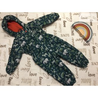   Frugi 2-3 év 92-98 cm zöld, állat mintás vastag polár béléses / orkán fiú téli overál/ overall - újszerű,hibátlan