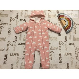   M§S 0 -3 hó 6 kg 62 cm rózsaszín, felhő mintás pamut béléses lány overál/ overall .- újszerű, hibátlan