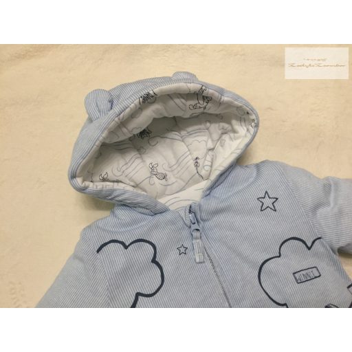 Disney at George 3-6 hó 62-68 cm világoskék, Micimackó -Szamár mintás vastagabb vatelin bélelt fiú overál/ overall - új, csak lecímkézve