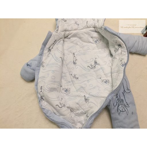 Disney at George 3-6 hó 62-68 cm világoskék, Micimackó -Szamár mintás vastagabb vatelin bélelt fiú overál/ overall - új, csak lecímkézve