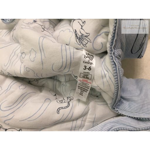 Disney at George 3-6 hó 62-68 cm világoskék, Micimackó -Szamár mintás vastagabb vatelin bélelt fiú overál/ overall - új, csak lecímkézve