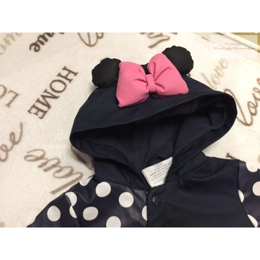 Disney at Primark 6-9 hó 68 - 74 cm kék, vastagabb szél és vízálló anyagú,  Minnie mintás polár béléses lány átmeneti overál/ overall- újszerű,hibátlan