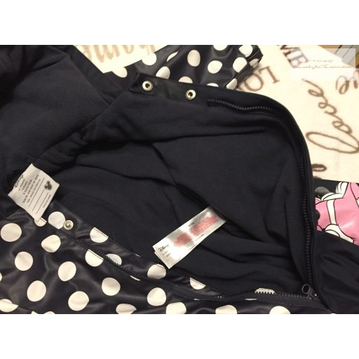 Disney at Primark 6-9 hó 68 - 74 cm kék, vastagabb szél és vízálló anyagú,  Minnie mintás polár béléses lány átmeneti overál/ overall- újszerű,hibátlan