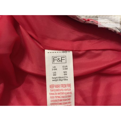 F§F 3-6 hó  68 cm 8 kg cica fej mintás polár béléses lány téli overál/ overall -újszerű,hibátlan