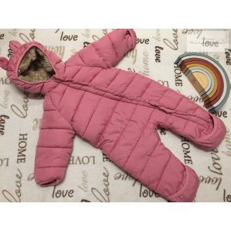   Lily§Dan 6-9 hó 68-74 cm rózsaszín, szőrme béléses vastag téli lány overál/overall-újszerű,hibátlan